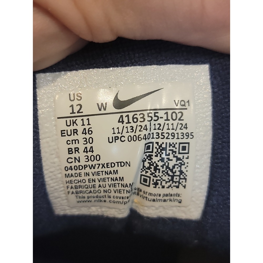 Nike Air Monarch White Metallic Silver Navy Walking Shoes 416335-102 Mens US 12W - Picture 6 of 8